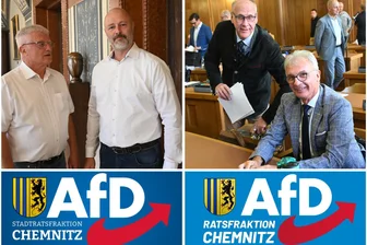 Die doppelte AfD im Chemnitzer Stadtrat: Ein Konflikt um billige Parkplätze und Macht - Zweimal AfD im Chemnitzer Stadtrat (v. l.): Ulrich Oehme und Nico Köhler von der Stadtratsfraktion vs. Volker Dringenberg und Steffen Wegert von der Ratsfraktion.