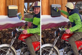 Flyer verteilen auf der Simson: In Bobritzsch-Hilbersdorf gibt es Wahlkampf ohne angezogene Handbremse - Auf der Simson durch Bobritzsch-Hilbersdorf: René Straßberger im Wahlkampf.
