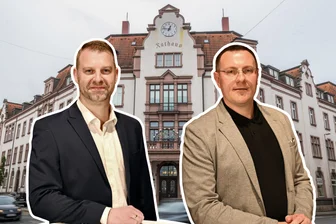 Vor OB-Wahl in Aue-Bad Schlema: So positionieren sich SPD, Grüne, BSW und FDP - Gehen bei der OB-Wahl in Aue-Bad Schlema in Runde zwei ins Rennen: Marcus Hoffmann (CDU, Foto l.) und Stefan Hartung („Freie Sachsen“).